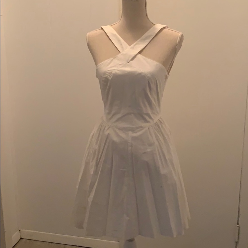 Adorable white knee length cotton dress